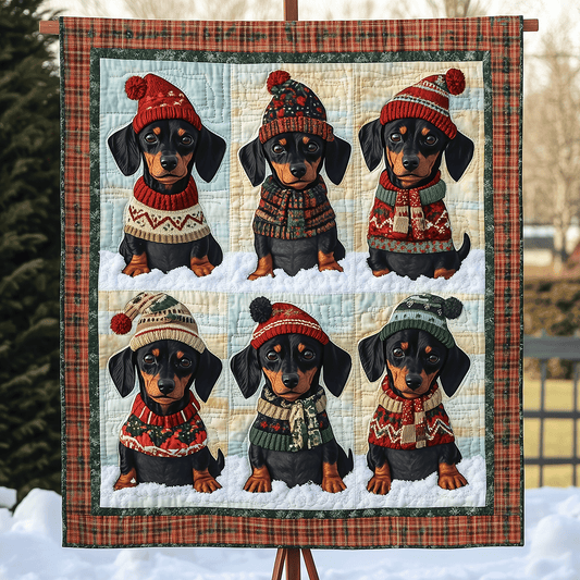 Festive Doxie Art Quilt Hanging NCU0TH1579