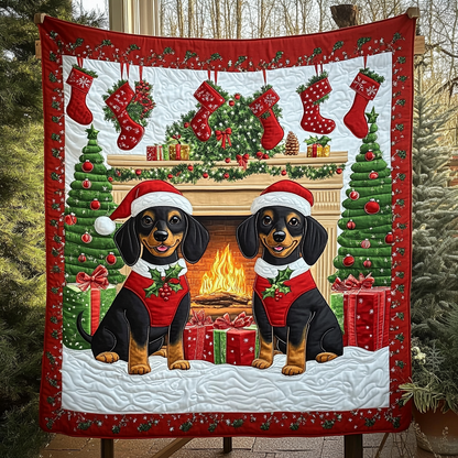 Festive Doxie Parade Quilted Blanket NCU0DK1386