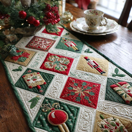 Festive Drumbeat Quilted Table Runner NCU0PT9543