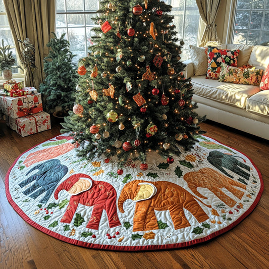 Festive Elephants Quilted Christmas Tree Skirt NCU0DV7828