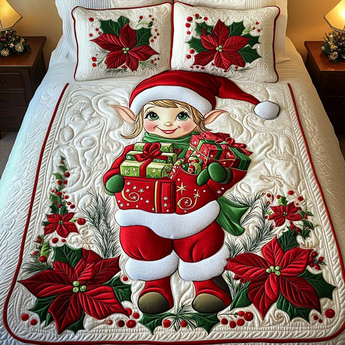 Festive Elf 3-Piece Quilted Bedding Set NCU0NT2101