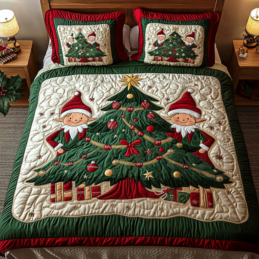 Festive Elf 3-Piece Quilted Bedding Set NCU0VH488