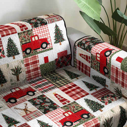 Festive Evergreen Quilted Sofa Cover NCU0PT954