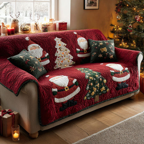 Festive Evergreen Quilted Sofa Cover NCU0TV785