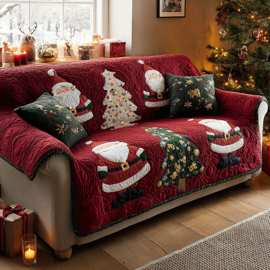 Festive Evergreen Quilted Sofa Cover NCU0TV785