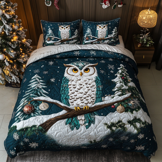 Festive Feather 3-Piece Quilted Bedding Set NCU0DK2823