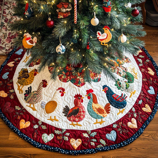 Festive Feathers Christmas Quilted Tree Skirt NCU0NT2086