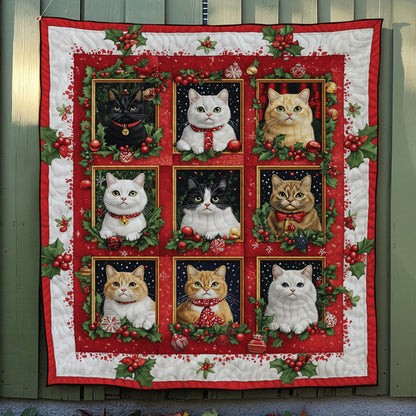 Festive Feline Cheer Quilted Blanket NCU0TL1682