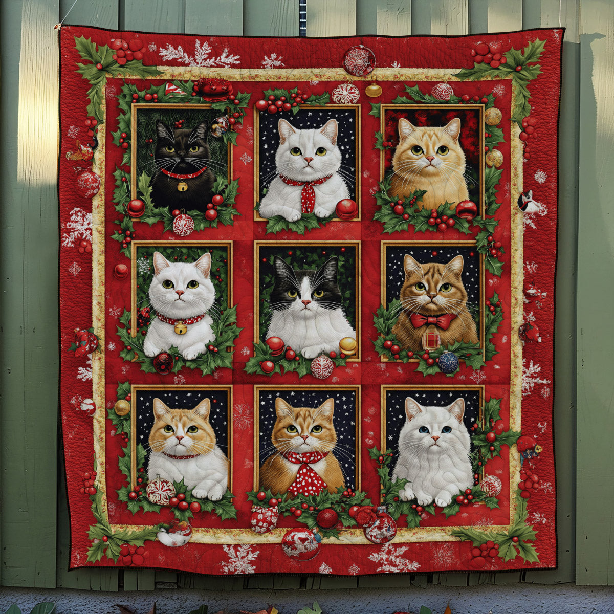 Festive Feline Friends Quilted Blanket NCU0TL1692