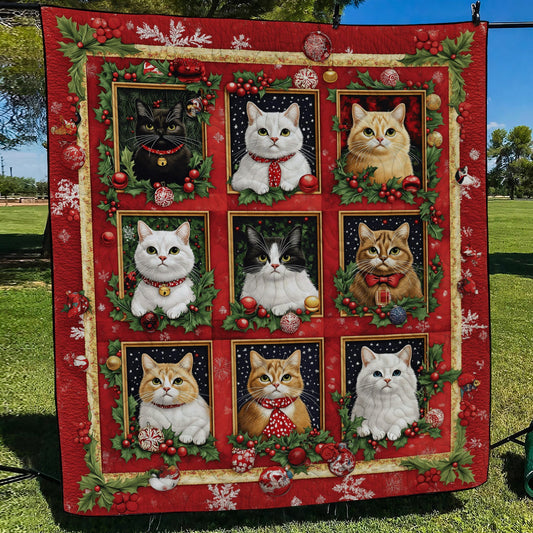 Festive Feline Friends Quilted Blanket NCU0TL1692