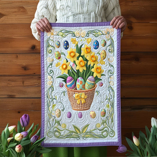 Festive Floral Eggscape Quilted Table Runner NCU0PT5150