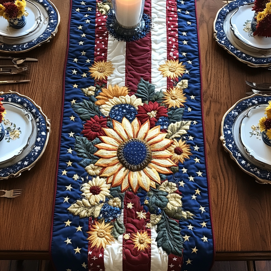 Festive Floral Quilted Table Runner NCU0VH5737