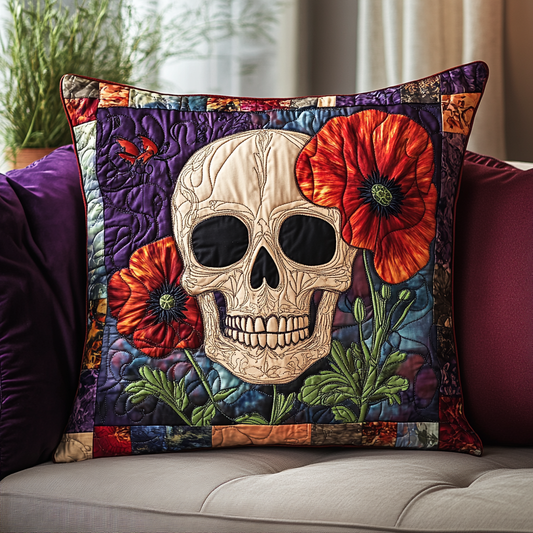 Festive Floral Skull Quilted Pillow Case NCU0TL1870