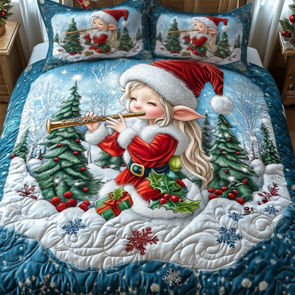 Festive Flute Elf 3-Piece Quilted Bedding Set NCU0DV1782