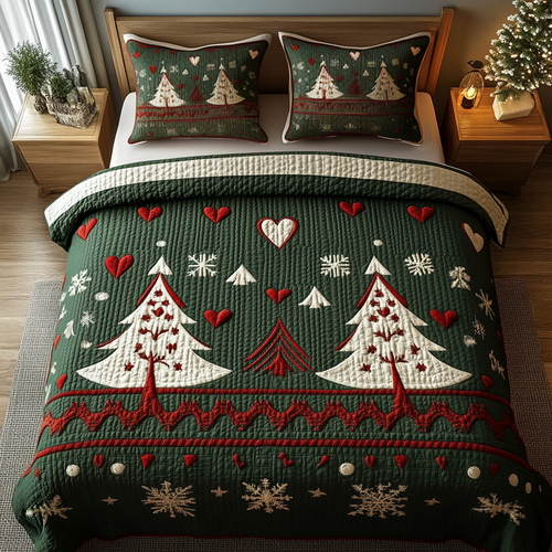Festive Forest Charm 3-Piece Quilted Bedding Set NCU0DK2213