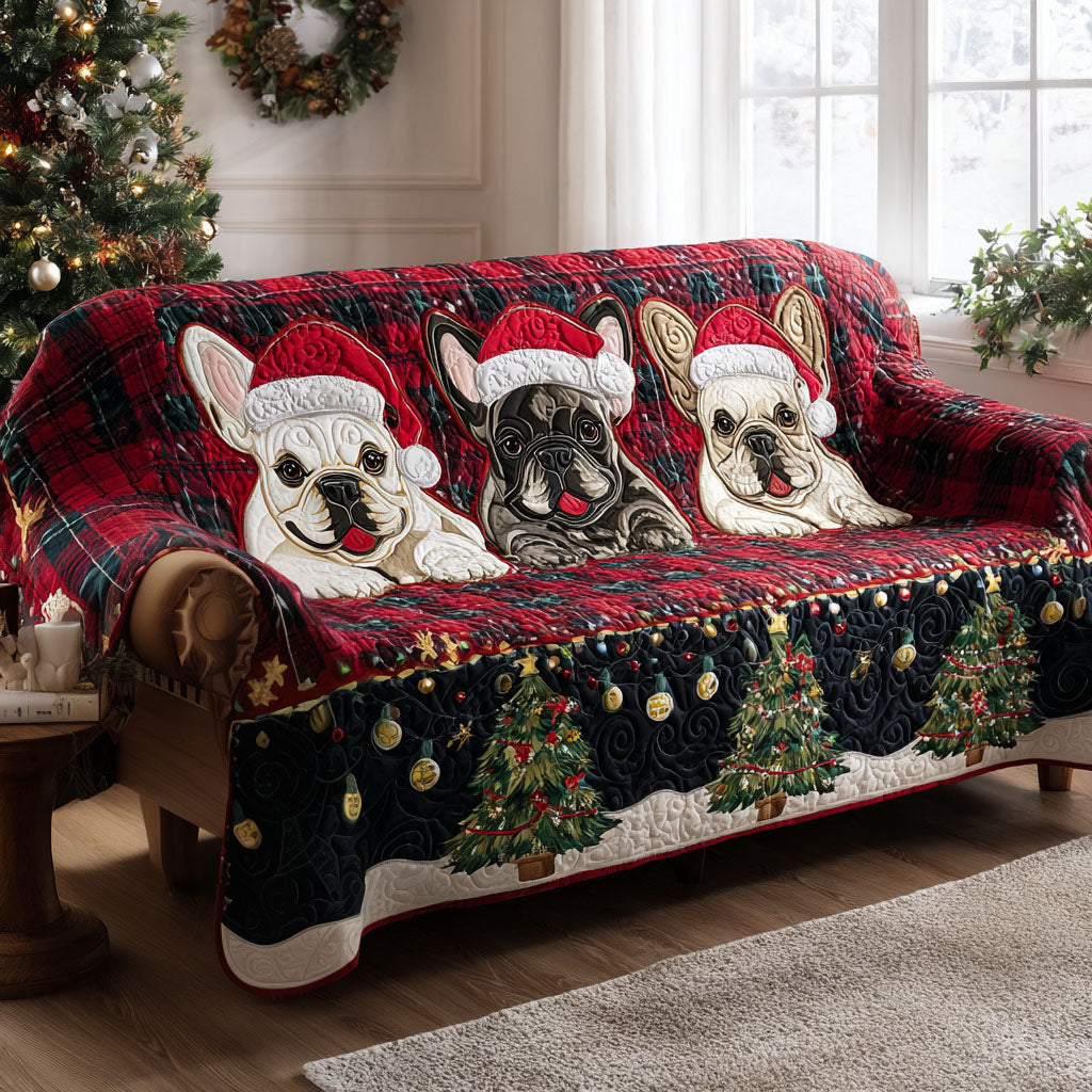 Festive Frenchies Quilted Sofa Cover NCU0TV855