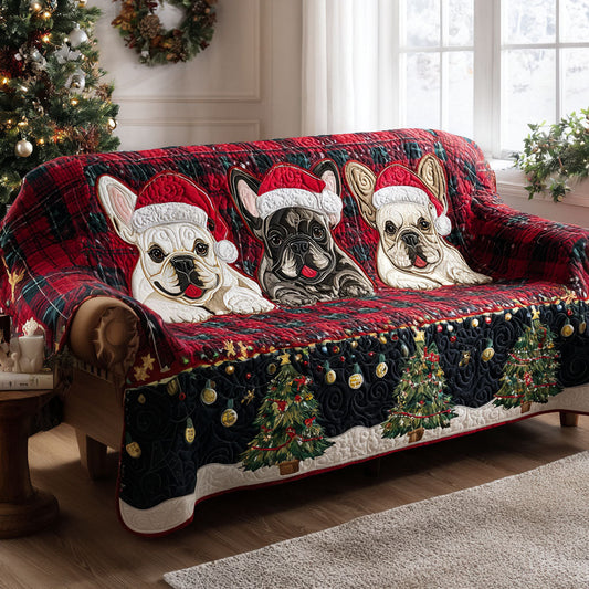 Festive Frenchies Quilted Sofa Cover NCU0TV855