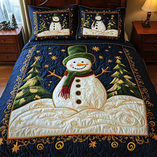 Festive Frosty 3-Piece Quilted Bedding Set NCU0VH1279