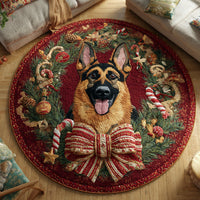 Festive German Shepherd Quilted Round Mat NCU0HH483