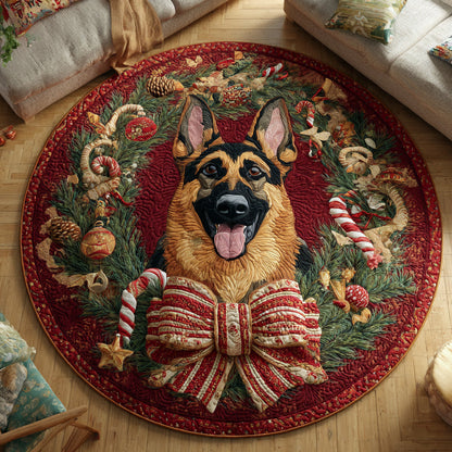 Christmas Dog Wreath Quilted Round Mat NCU0VT276