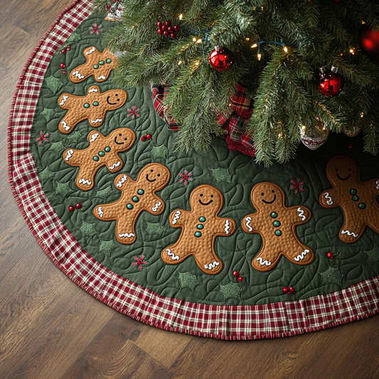 Festive Gingerbread Lane Christmas Quilted Tree Skirt NCU0VH122
