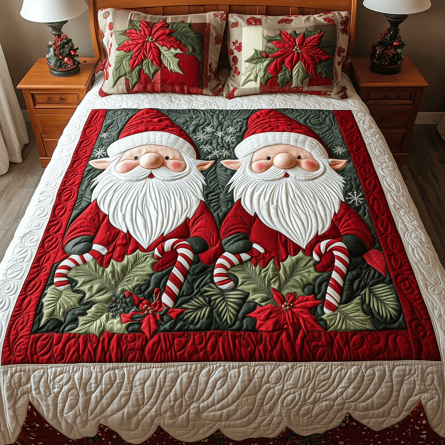 Festive Gnome 3-Piece Quilted Bedding Set NCU0TH2123