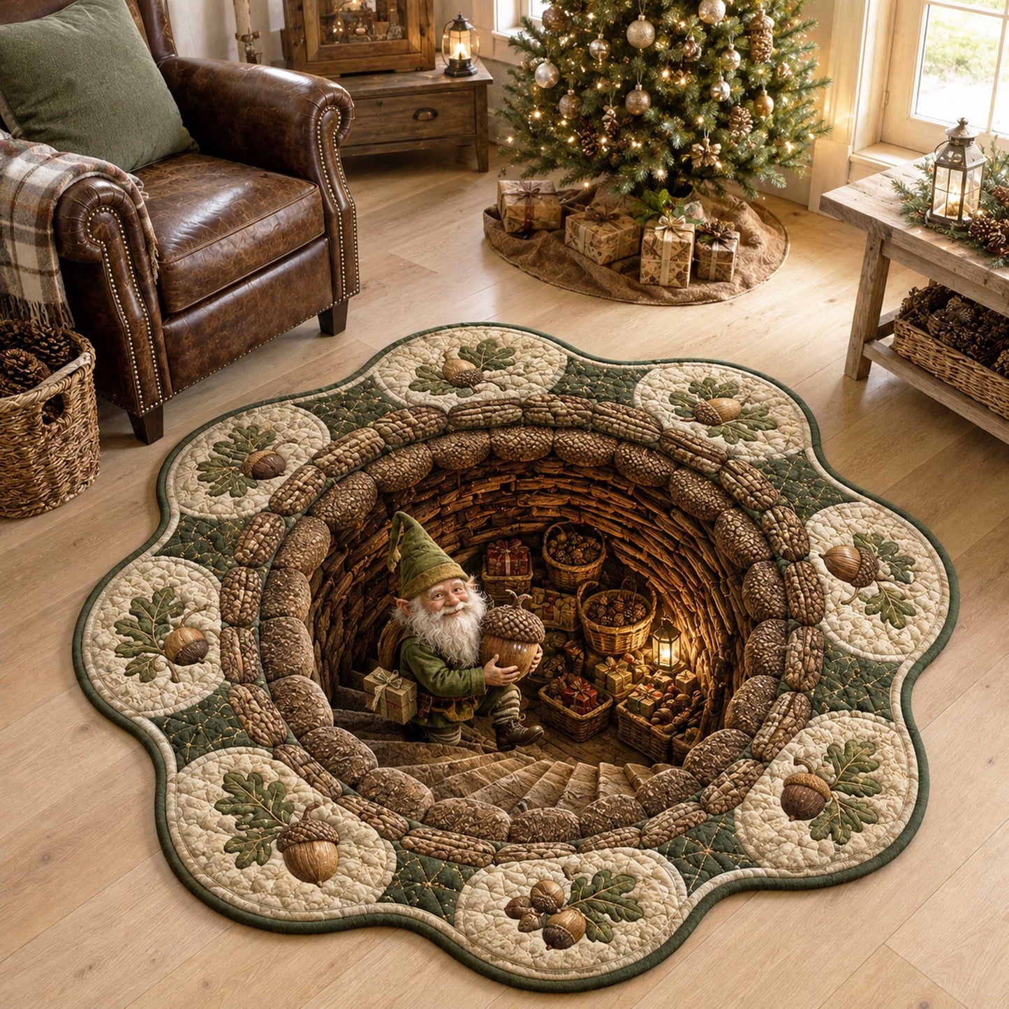 Festive Gnome Custom Shape Area Rug NCU0TD3149