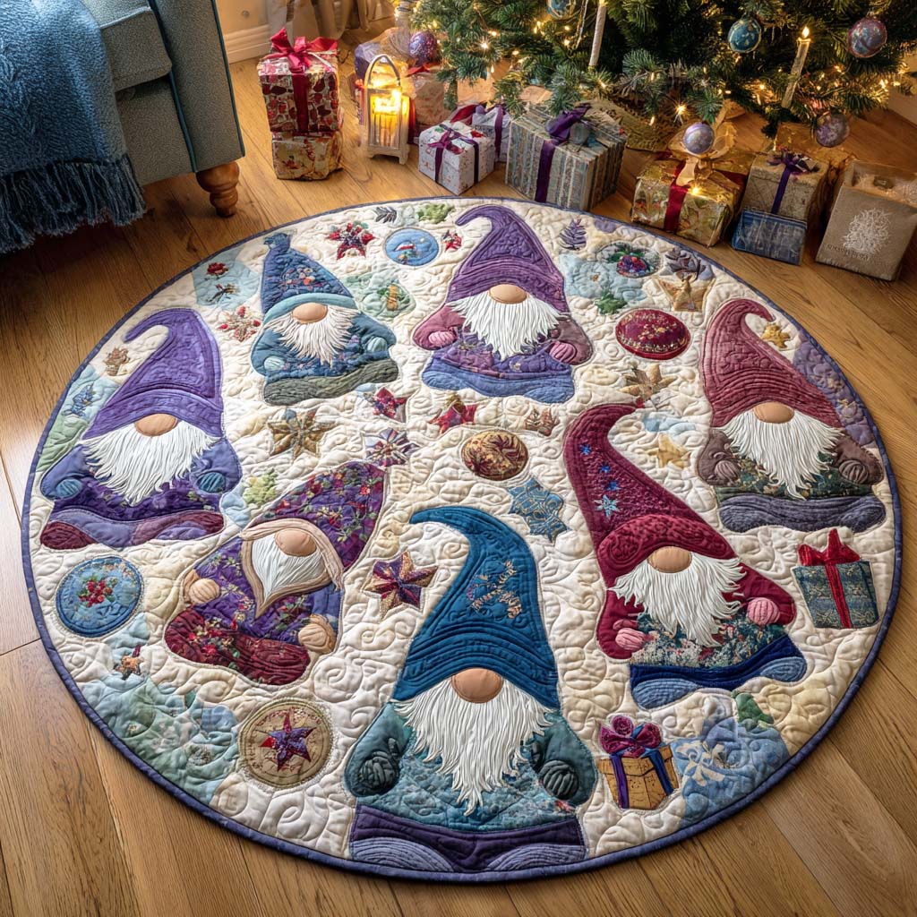 Festive Gnome Quilted Round Mat NCU0TD260