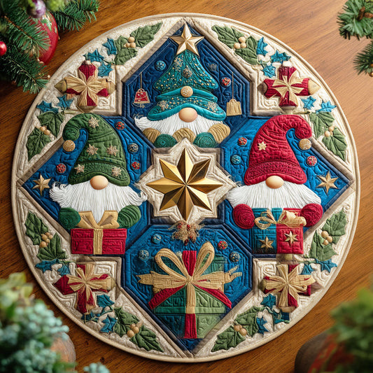 Festive Gnome Quilted Round Mat NCU0TD835