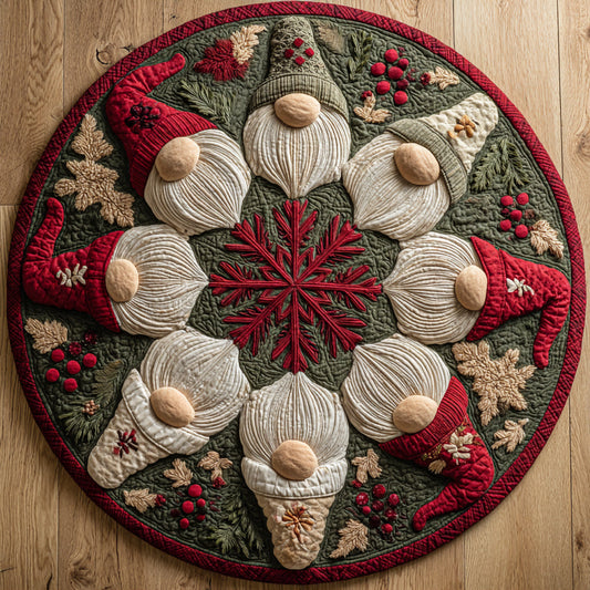 Festive Gnomes Quilted Round Mat NCU0HH670