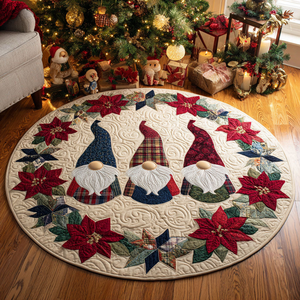 Festive Gnomes Quilted Round Mat NCU0TV352
