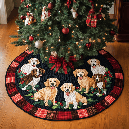 Festive Golden Retriever Quilted Christmas Tree Skirt NCU0TH2005