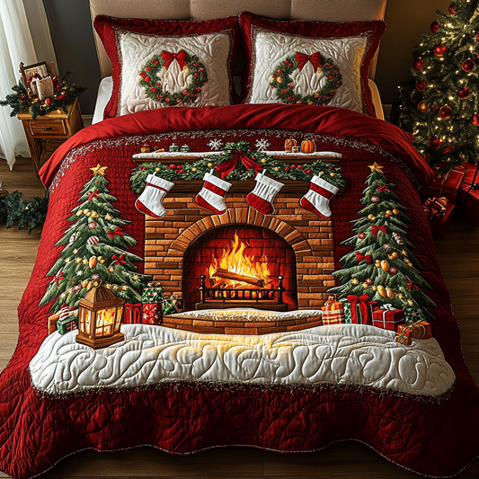 Festive Hearth 3-Piece Quilted Bedding Set NCU0DK2516