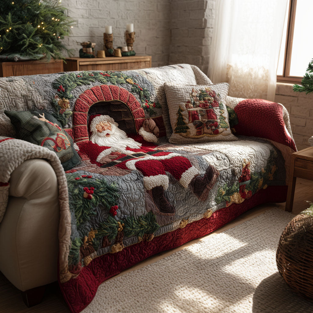 Festive Hearth Hug Quilted Sofa Cover NCU0PT10716