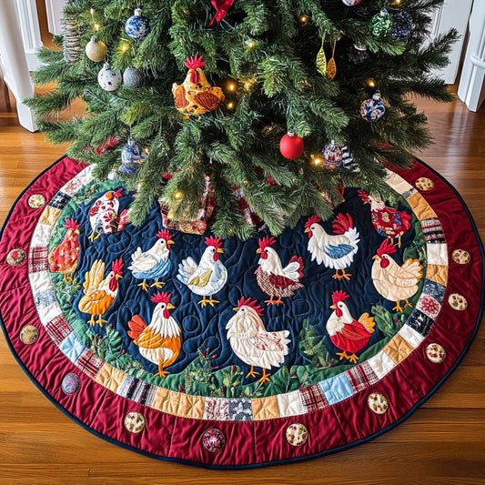 Festive Hen Gathering Christmas Quilted Tree Skirt NCU0NT1941