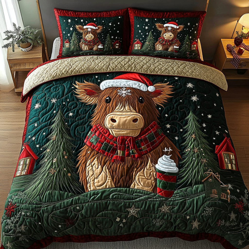 Festive Highland 3-Piece Quilted Bedding Set NCU0DK2673