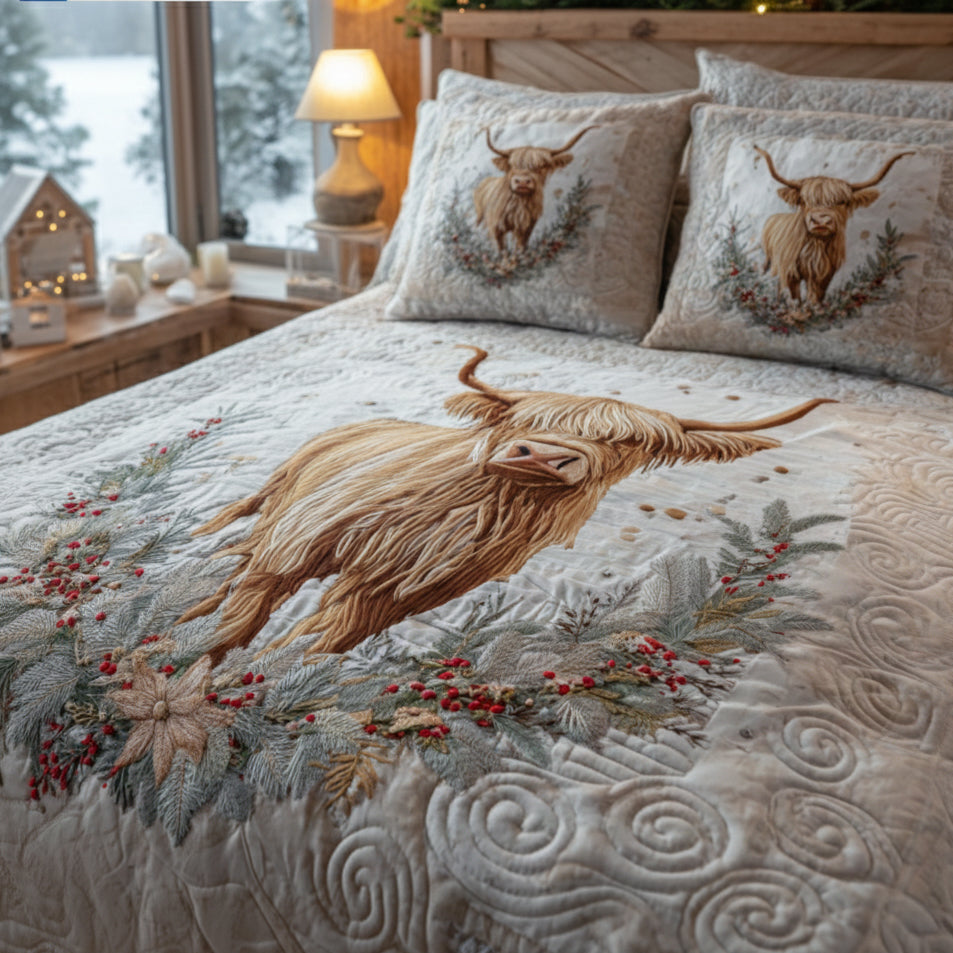 Festive Highland 3-Piece Quilted Bedding Set NCU0DV8874