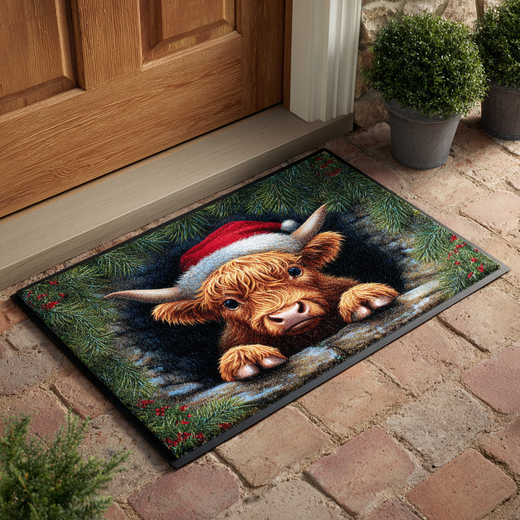 Festive Highland Calf Doormat NCU0HH1167