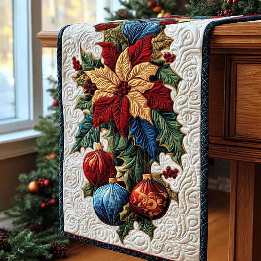 Festive Holly Spirit Quilted Table Runner NCU0PT2282