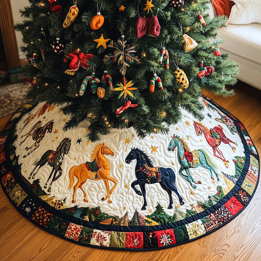 Festive Horse Christmas Quilted Tree Skirt NCU0DV1507