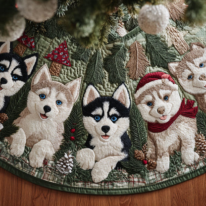 Festive Husky Glow Quilted Christmas Tree Skirt NCU0DV8067