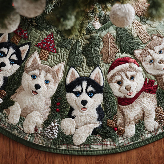 Festive Husky Glow Quilted Christmas Tree Skirt NCU0DV8067