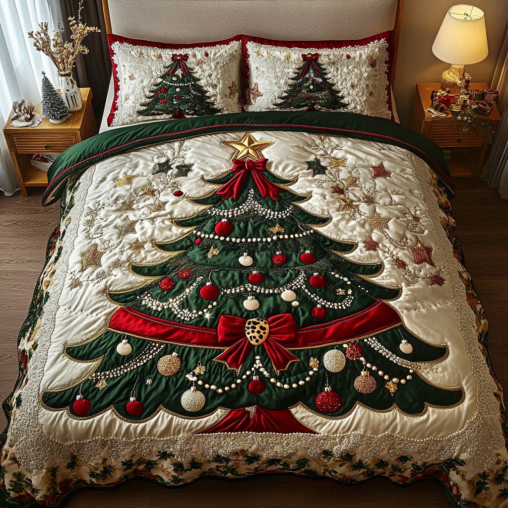 Festive Joy 3-Piece Quilted Bedding Set NCU0DK10336