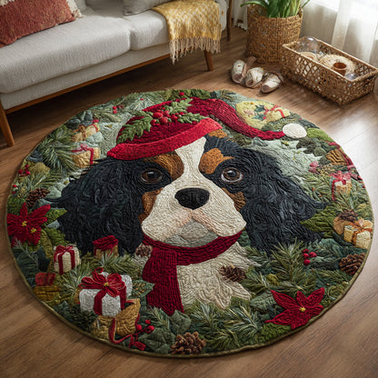Festive King Charles Quilted Round Mat NCU0HH665