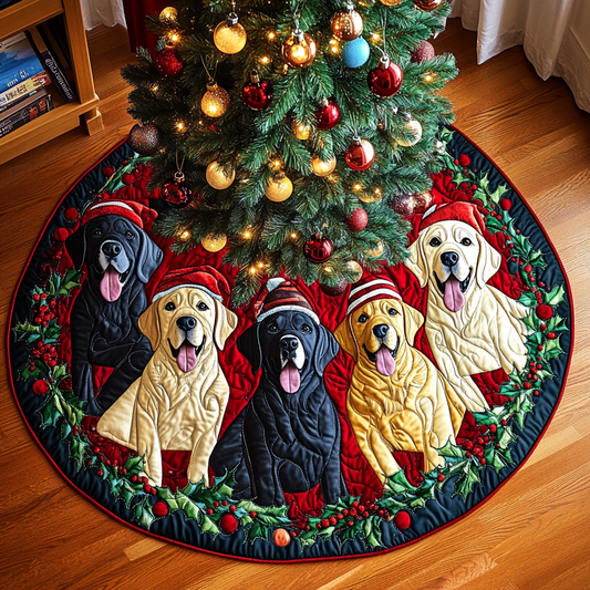 Festive Labrador Joy Christmas Quilted Tree Skirt NCU0DV1526