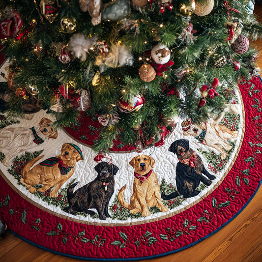 Festive Labrador Retriever Quilted Christmas Tree Skirt NCU0HH789