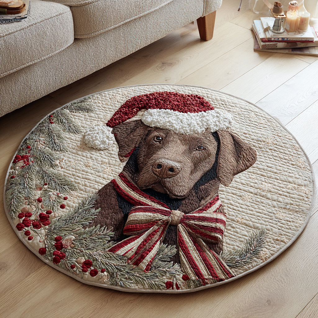 Festive Labrador Retriever Quilted Round Mat NCU0HH323