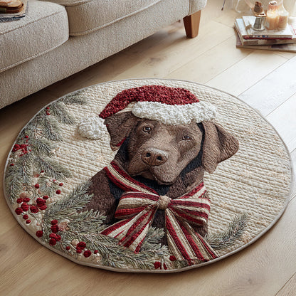 Festive Labrador Retriever Quilted Round Mat NCU0HH323