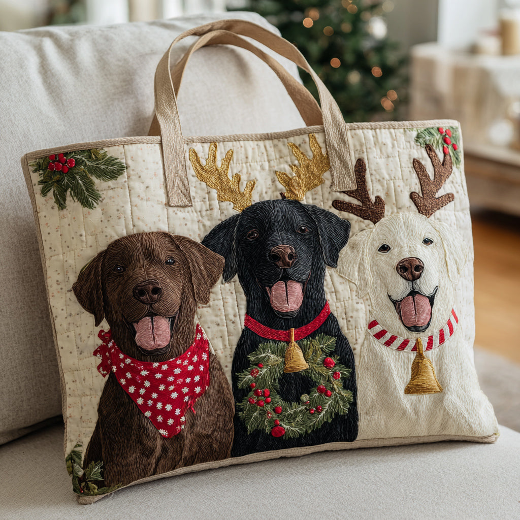 Festive Labrador Trio Quilted Tote Bag NCU0HH846