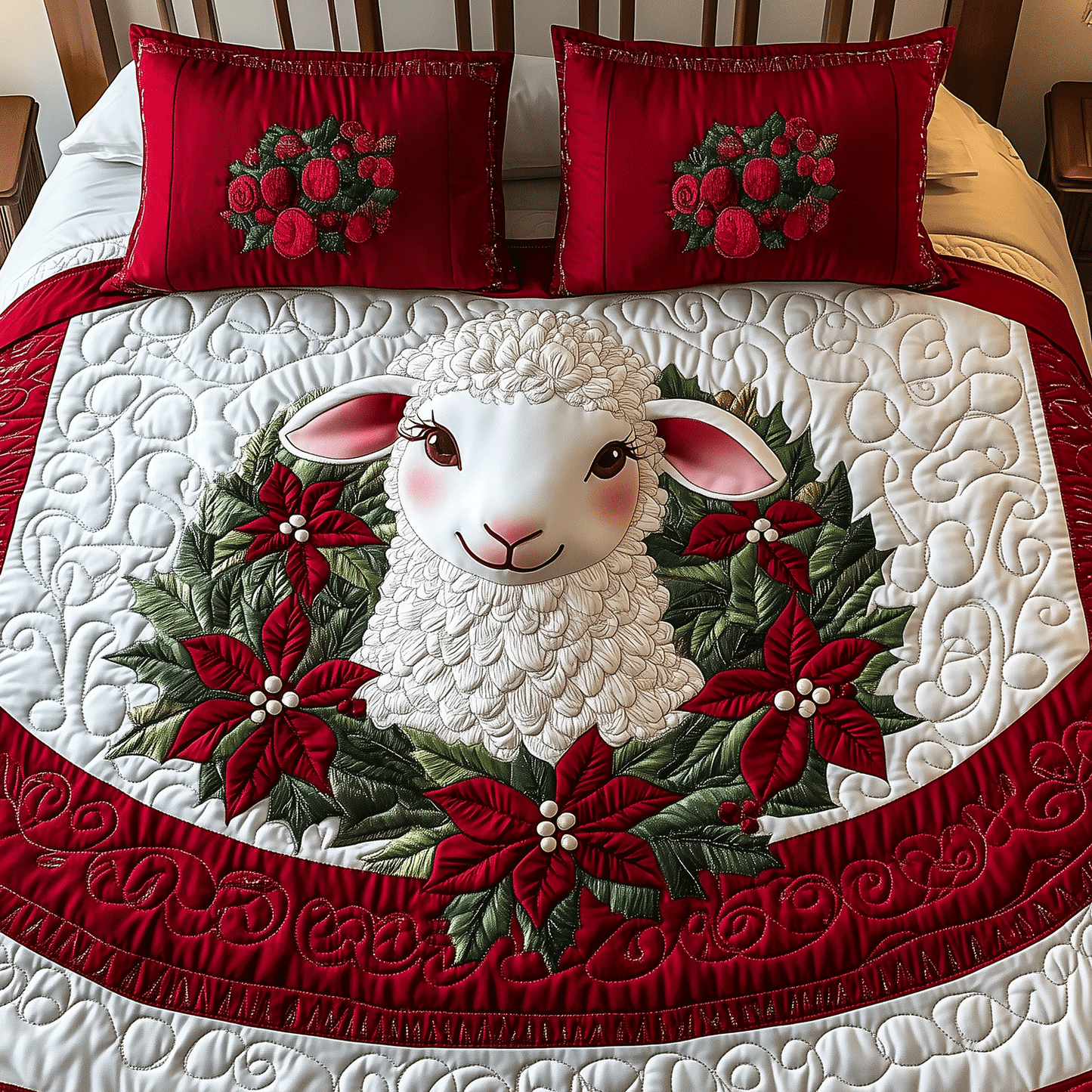 Festive Lamb Dreams 3-Piece Quilted Bedding Set NCU0TH2207
